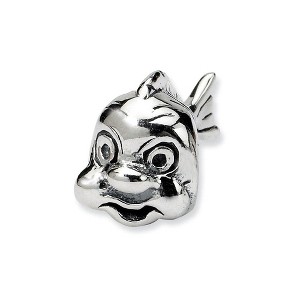 Black Bow Jewelry Sterling Silver Animated Fish Bead Charm - 1 of 4