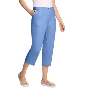 Woman Within Plus Size Adjustable Waist Chino Capri - 1 of 4