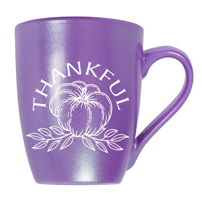 Elanze Designs Thankful Pumpkin Passion Purple 10 ounce New Bone China Coffee Cup Mug