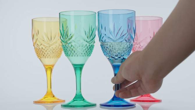 Khen's Shatterproof Vibrant Colored Wine Glasses, Luxurious & Stylish, Unique Home Bar Addition - 4 pk, 2 of 8, play video