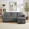 TiramisuBest Loveseat Sofa with Chaise Lounge, L-Shaped Modular Convertible Sleeper Sectional, Corduroy Upholstered Pull-Out Bed(Black) - 2 of 4
