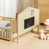 Mshliw Full Size Montessori Floor Bed with Storage Bookcase and Blackboard, Low Wood Platform Bed with Guardrails and Play Door for Kids and Teens - 4 of 4