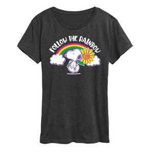 Women's - Peanuts - Follow The Rainbow Short Sleeve Graphic T-Shirt - 1 of 4