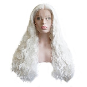 Unique Bargains Long Fluffy Curly Wavy Lace Front Wigs for Women with Wig Cap 24" Synthetic Fibre 1PC - 1 of 4