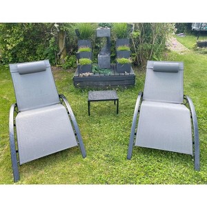 PURPLE LEAF Patio Chaise Lounge Set of 3 Outdoor Lounge Chair Beach Pool Sunbathing Lawn Lounger Recliner Chiar, Side Table Included - 1 of 4