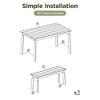 3 Pieces Acacia Wood Table Bench Dining Set, Patio Furniture Dining Table With 2 Benches, Outdoor Lounge Furniture, Natural - 4 of 4