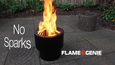 Flame Genie FG-16-SS Steel Alloy Wood Pellet 13.5 Inch Diameter Outdoor Fire Pit w/Clean Burning Gravitational Afterburner System, Stainless Steel