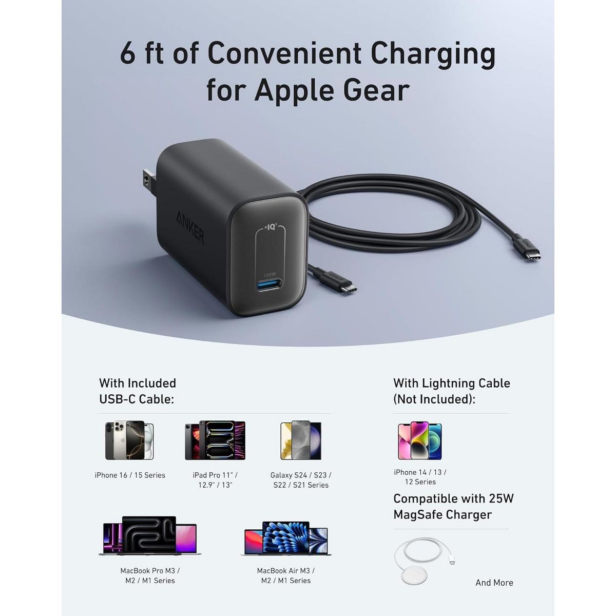 Anker Laptop Charger, 100W Foldable Type C Charger Fast Charging - thumbnail 6