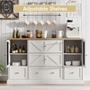 Sideboard Buffet Storage Cabinet, Coffee Bar with Adjustable Shelves, Milk White - 4 of 4