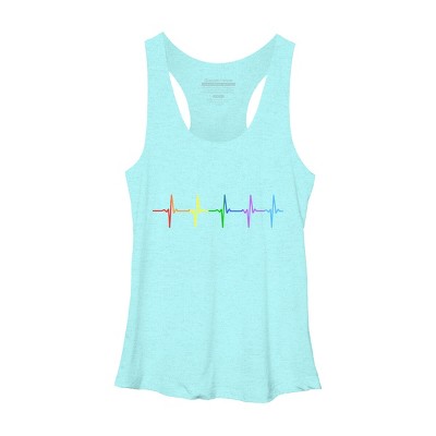 Adult Design By Humans Pride Rainbow Heartbeat By Thingsandthings Racerback Tank Top