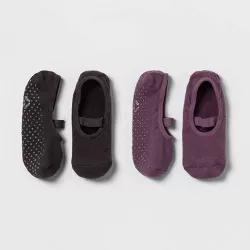 Solid Barre Liner Socks Brown/Purple 2pk - All in Motion™