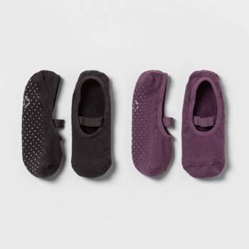 Solid Barre Liner Socks 2pk - Brown/Purple - All In Motion™
