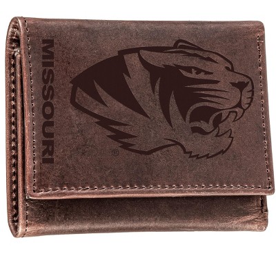 Evergreen NCAA Missouri Tigers Brown Leather Trifold Wallet Officially Licensed with Gift Box