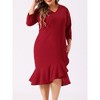 Agnes Orinda Women's Plus Size Cocktail V-neck Wrap Ruffled Midi Bodycon Dresses - 2 of 4