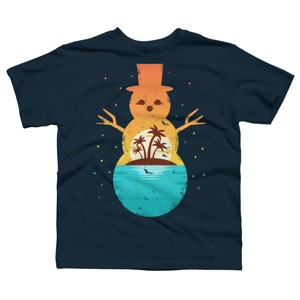Boy's Design By Humans Christmas in July Snowman Sunset By destiny29 T-Shirt - 1 of 3