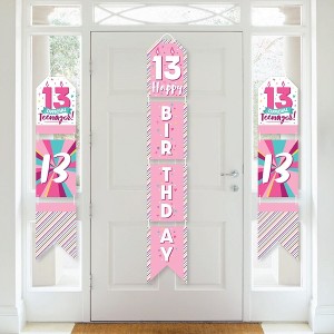 Big Dot of Happiness Girl 13th Birthday - Hanging Vertical Paper Door Banners - Official Teenager Birthday Party Wall Decor Kit - Indoor Door Decor - 1 of 4