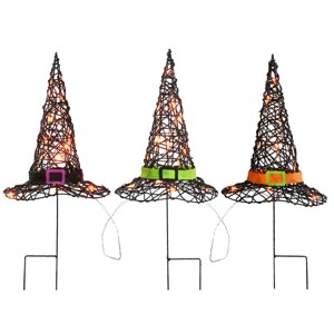 23" Prelit Black Witch’s Hat Garden Stakes - National Tree Company - 1 of 4