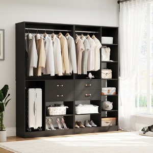 Aheaplus Set of 2 Freestanding Closet Storage Organizer with Hanging Rods, 79''W Closet Organization with Drawers and Shelves - 1 of 4