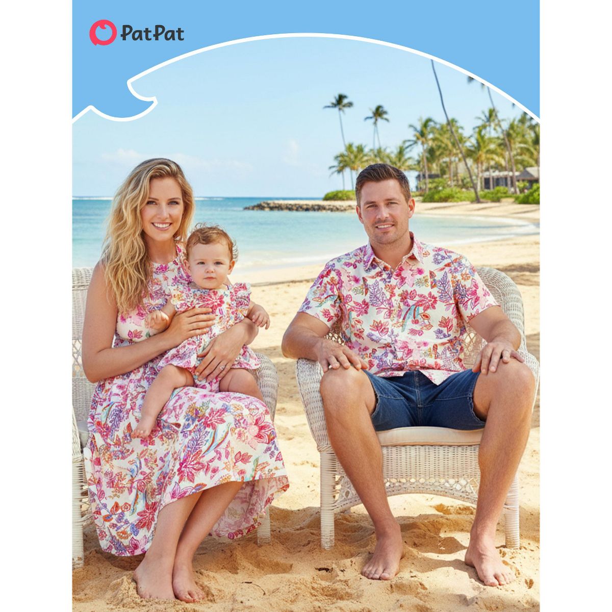 PATPAT Tropical Palm Family Matching Sets Mom and Me Printed Midi Dresses - thumbnail 6
