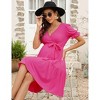 BLUEMING Womens Maternity Dress Ruffle Sleeve Wasit Tie Dress Summer Casual Short Sleeve Midi Surplice Dress - 4 of 4