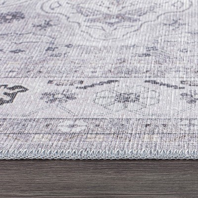 Gray Medallion Flat Woven Machine Washable Area Rug 7'7"x9'6"