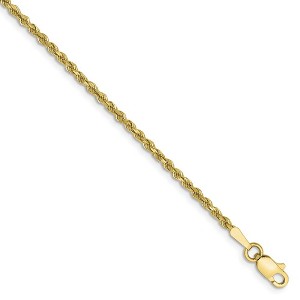 Black Bow Jewelry 1.75mm, 10k Yellow Gold Diamond Cut Solid Rope Chain Bracelet - 1 of 4