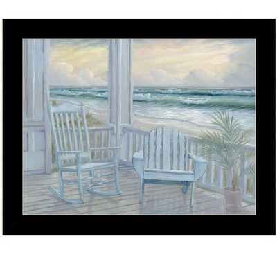 HomeRoots Coastal Porch Black Framed Print Wall Art