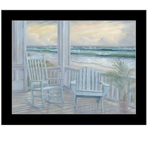 HomeRoots Coastal Porch Black Framed Print Wall Art - 1 of 4