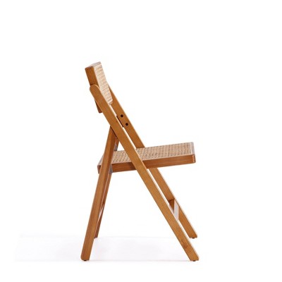 Natural Cane and Wood Folding Dining Side Chair Set