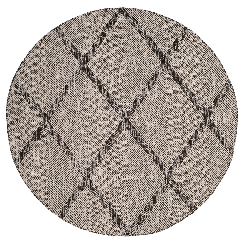 Black Abstract Flatweave Woven Round Area Rug - (6') - Safavieh