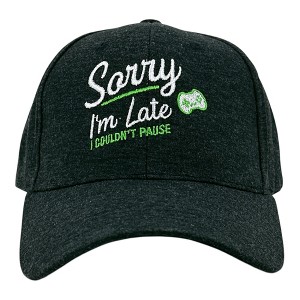 Sorry Im Late I Couldnt Pause Hat Funny Sarcastic Video Game Graphic Novelty Cap - Crazy Dog Hat For Gamers Black Standard - 1 of 4