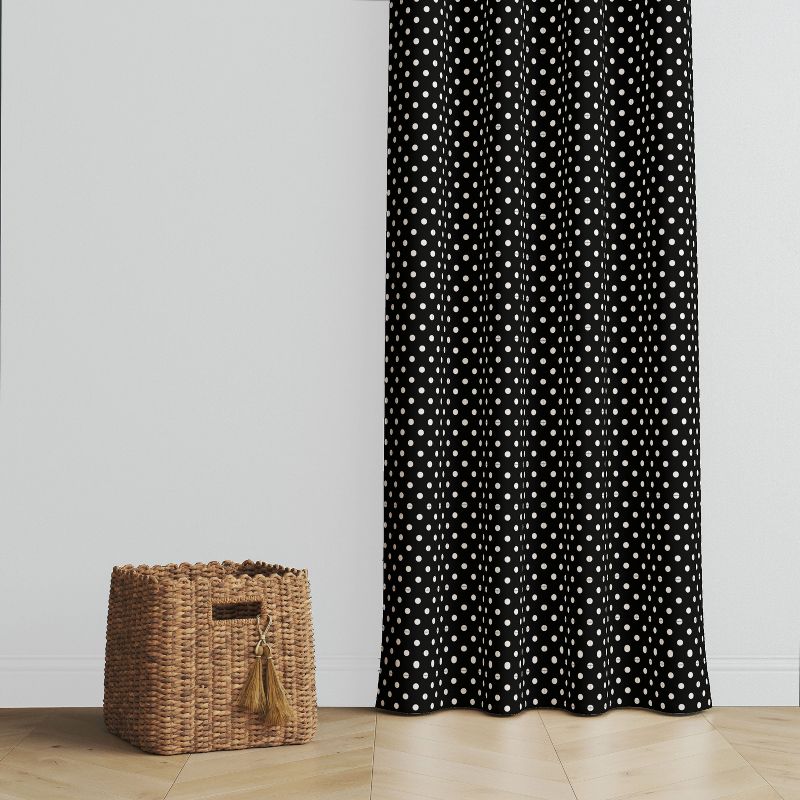 Bacati - Pin Dots White/black Cotton Printed Single Window Curtain Panel, 2 of 5