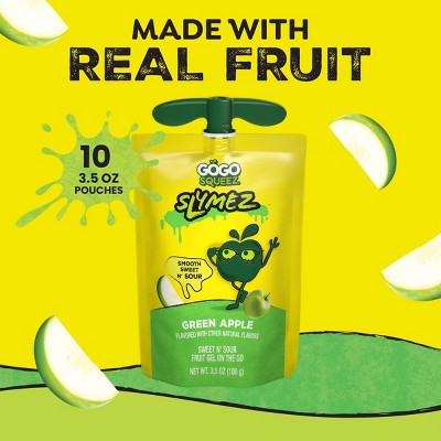 GoGo SqueeZ Fruit SlymeZ Green Apple Fruit Pouches - 35oz/10ct