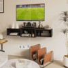 Itopfox Floating TV Stand Wall Mounted with Power Outlet, Modern Wood Media Console Shelf, Floating Entertainment Center for Under TV Storage, Black - 2 of 4