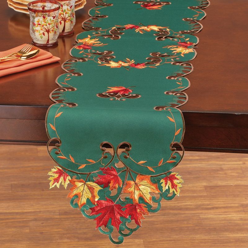 Collections Etc Lovely Embroidered Maple Leaf Table Linens, 2 of 3