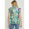 Women's Floral Ruffle Sleeve Top - entro - 3 of 4