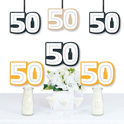 Big Dot of Happiness Cheers and Beers to 50 Years - Fifty Shaped Decorations DIY 50th Birthday Party Essentials - Set of 20