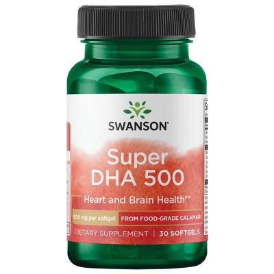 Swanson Super Dha 500 from Food-Grade Calamari 500 mg 30 Softgels.