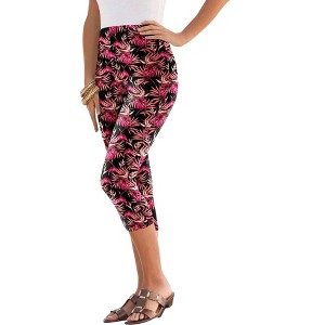 Roaman's Women's Plus Size Essential Stretch Capri Legging - 1 of 4