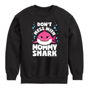 Boys' - Baby Shark - Don't Mess With Mama Shark Graphic Long Sleeve Fleece Sweatshirt - 1 of 4