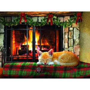 Sunsout Fireside Snooze 500 pc  Christmas Jigsaw Puzzle 37138 - 1 of 4