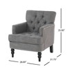 Tufted Diamond Stitch Club Chair with Nailhead Trim and Turned Birch Legs - 3 of 4