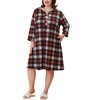 Women's Plus Size Comfortable Plaid V-Neck Lounge Nightgowns - Agnes Orinda - 2 of 4