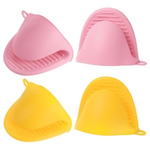 Unique Bargains Heat Resistant Kitchen Utensil Sets Silicone Oven Mitts 4 Pcs - 1 of 4