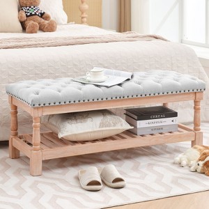 Hyleory 44.3-inch Corduroy Oversized Storage Solid Wood Comfort Bedside Bench for Bedroom, Living Room and Nursing Room - 1 of 4