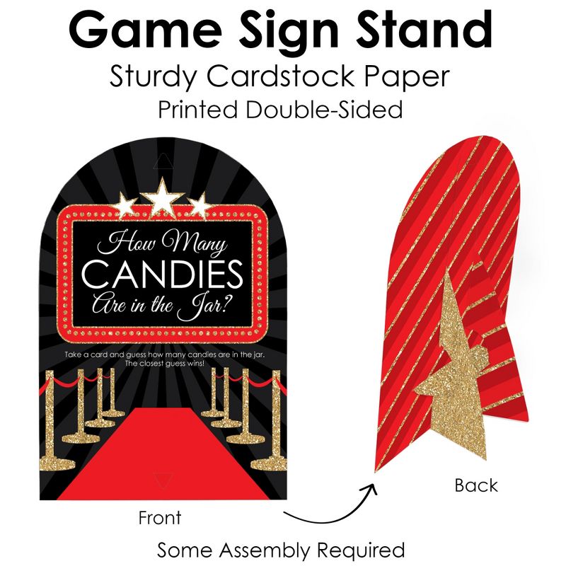 Big Dot of Happiness Red Carpet Hollywood - How Many Candies Movie Night Party Game - 1 Stand and 40 Cards - Candy Guessing Game, 5 of 9