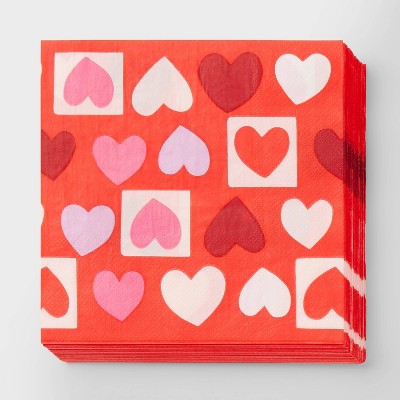 30ct Disposable Valentine's Day Heart Lunch Napkins Red/Pink/Purple - Spritz™