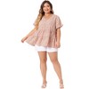 Agnes Orinda Women's Plus Size Boho Ditsy Floral V Neck Ruffle Tiered Pleated Babydoll Blouses - 3 of 4