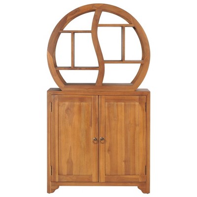 vidaXL Cabinet with Yin Yang Shelf Hallway Storage Cabinet Solid Wood Teak - 27.6" x 11.8" x 51.2"