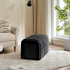 KTMBDW Corduroy Ottoman Storage Bench with Cat¡¯s Nest, Arch Hollow Design, Soft Plush Cushion for Living Room, Entryway, Bedroom, Black - 3 of 4